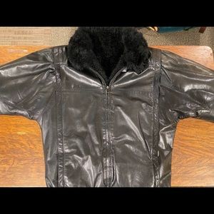 Leather Bomber Jacket Fully Lined With Fur